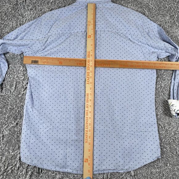 Claudio Lugli Couture Button Up Shirt Mens XL Long Sleeve Blue Paisley Flip Cuff - Picture 3 of 3
